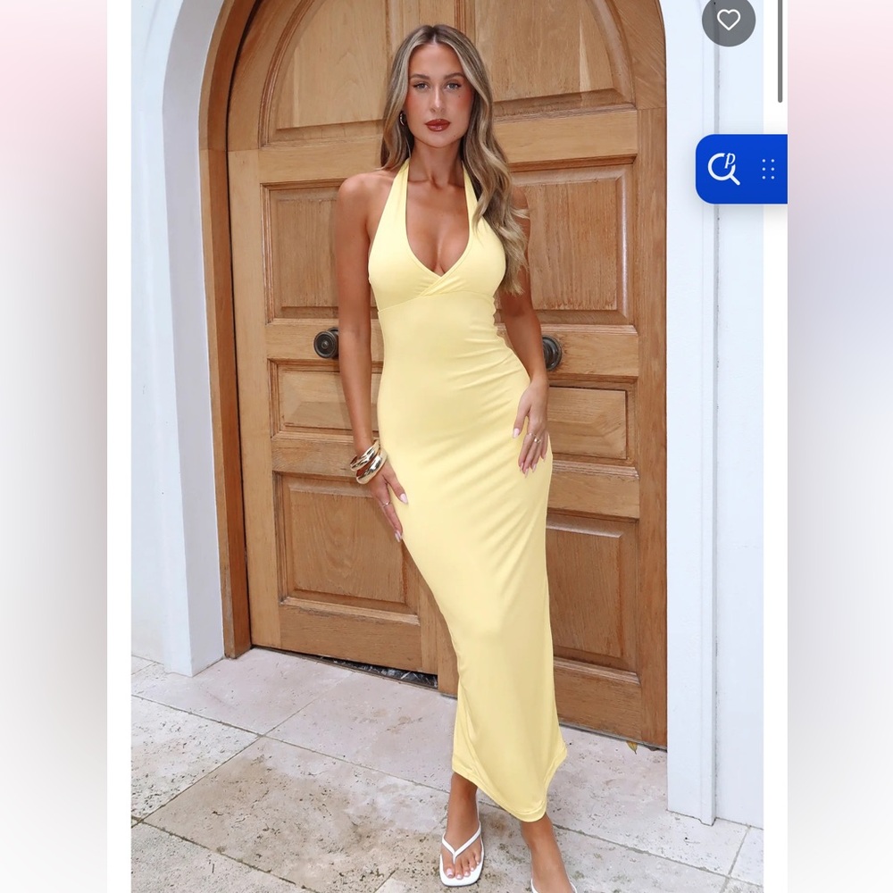 White Fox Boutique Yellow Halter Maxi Dress